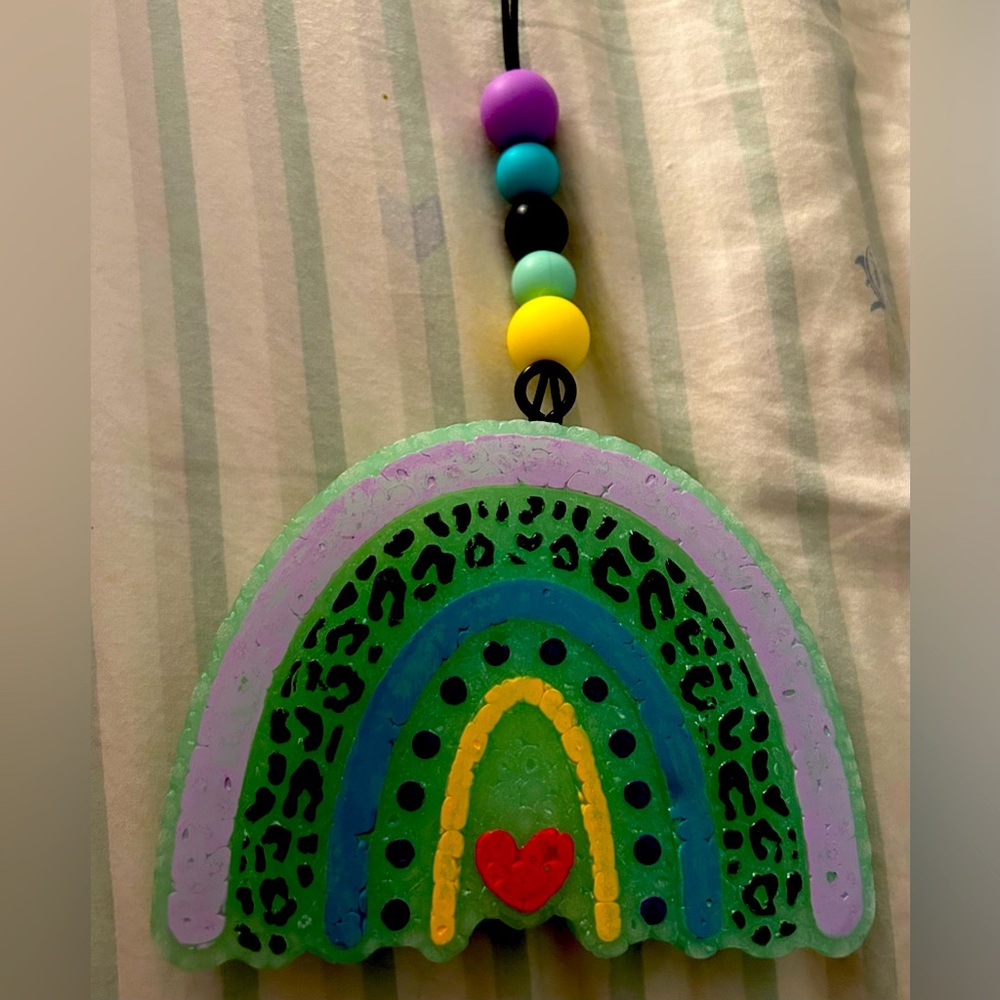 Rainbow car freshie! Scent hidden springs.